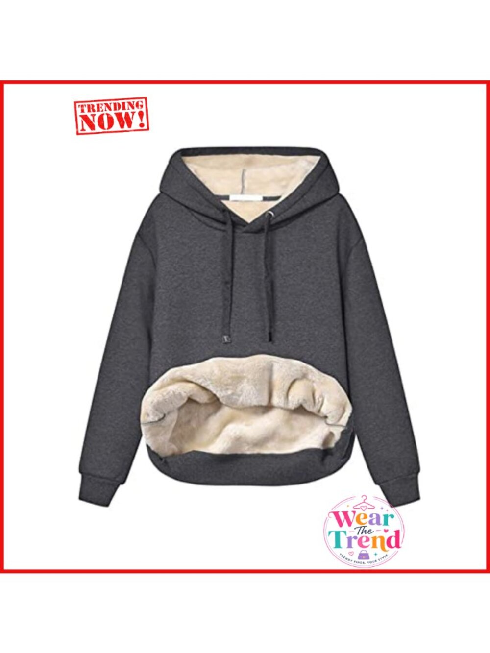 Sherpa Lined Hoodie Loose Fit Pullover Women's Winter Sweatshirt